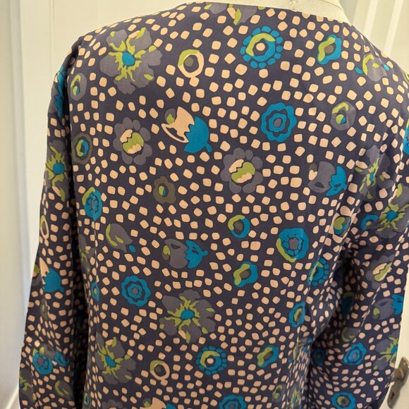 Boden Printed Silk Dress UK14 US10L Multicolor Dotted Floral Pattern 3/4 Sleeves - Picture 4 of 12